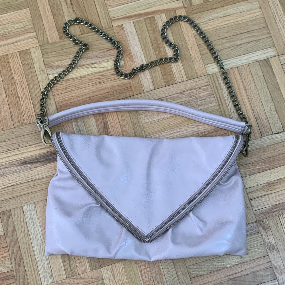 Matt & Nat Envelope Clutch w/ 2 Straps - Soft Pink - Zipper Detail - Unworn!